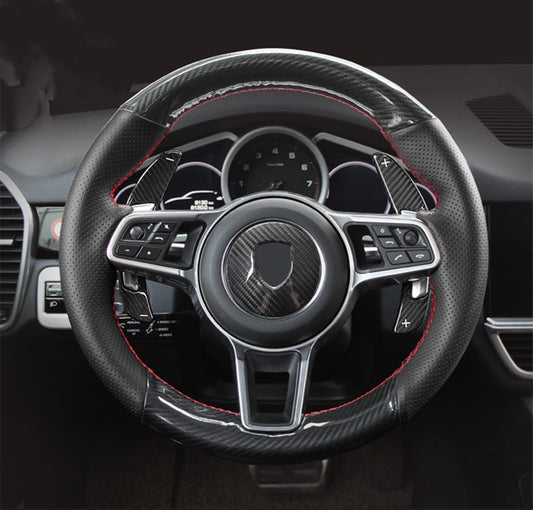 1x Carbon Fiber Steering Wheel Cover for Porsche 718 Boxster Cayman (2014-2020)