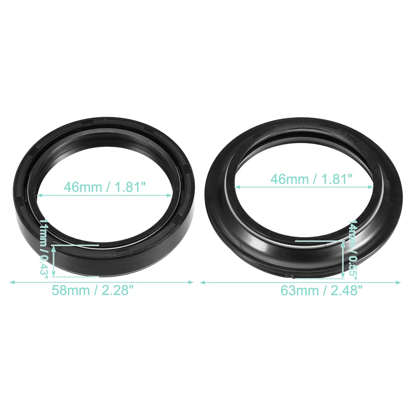 Set 46x58x11mm Front Fork Shock Oil Seal and Dust Seal for Kawasaki ZX-6R