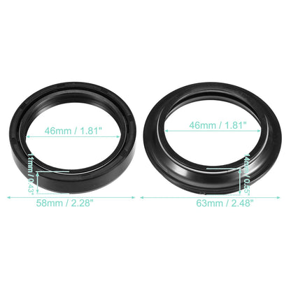 Set 46x58x11mm Front Fork Shock Oil Seal and Dust Seal for Kawasaki ZX-6R
