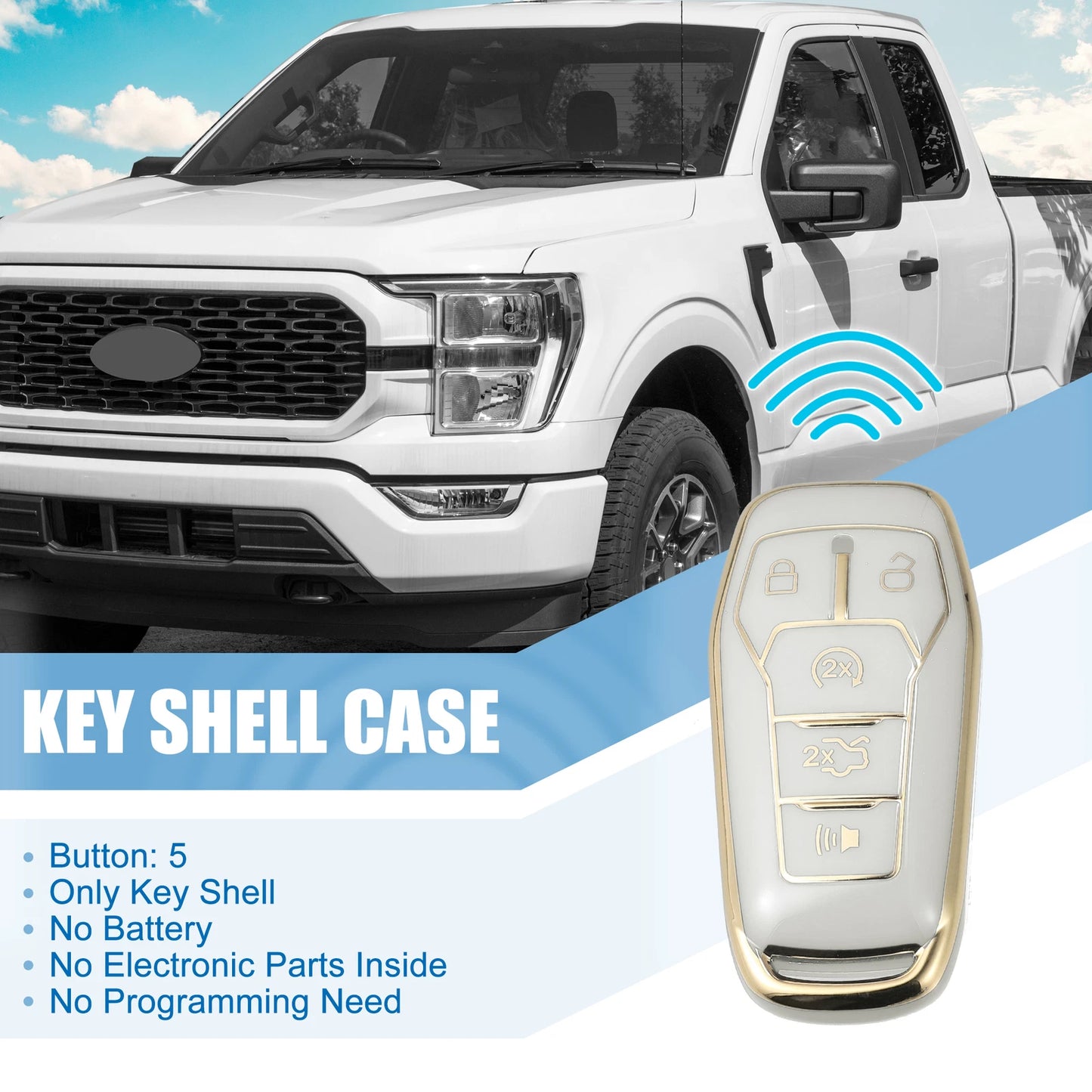 TPU Remote Key Fob Case Cover 5 Button for Ford Fusion F150 Mustang (2006-2020)