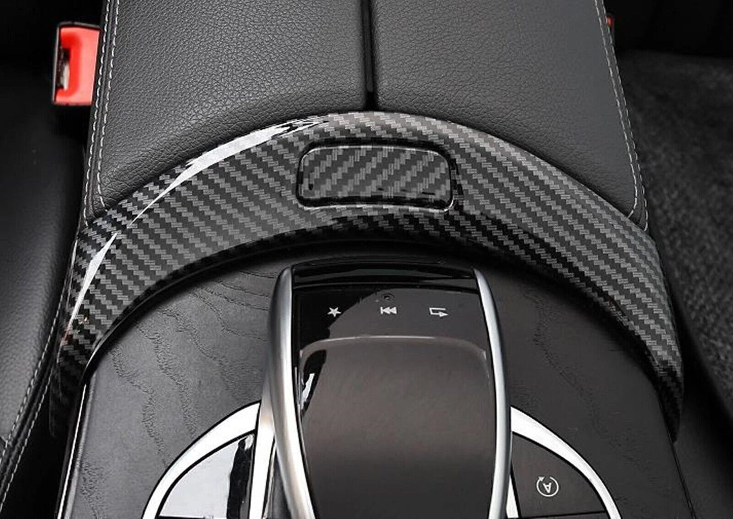 Armrest Box Button Frame Trim for Benz C Class GLC (2015-2022) Carbon Fiber