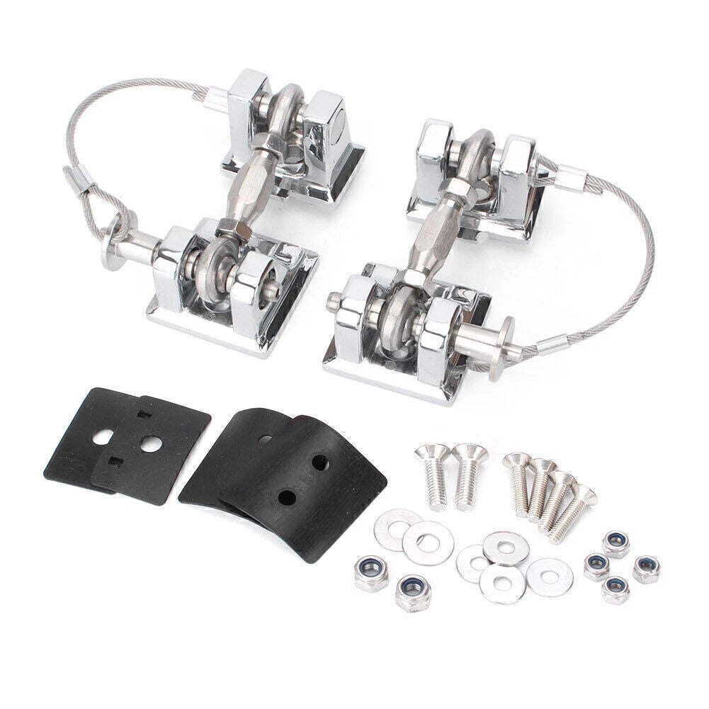 Hood Catch Lock Latches Kit Red/Chrome for Jeep Wrangler JK (2007-2017)