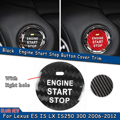 1pc Black Carbon Fiber Engine Start Stop Button Cover for Lexus ES IS LX (2013-2023)