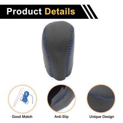 Car Gear Shift Knob Cover for Honda Civic (2016-2021) Black Blue Faux Leather