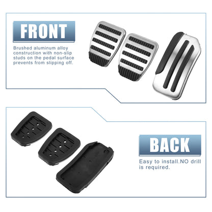 3 x Accelerator & Brake Pedal Covers for Nissan Juke, Leaf (2011-2018)