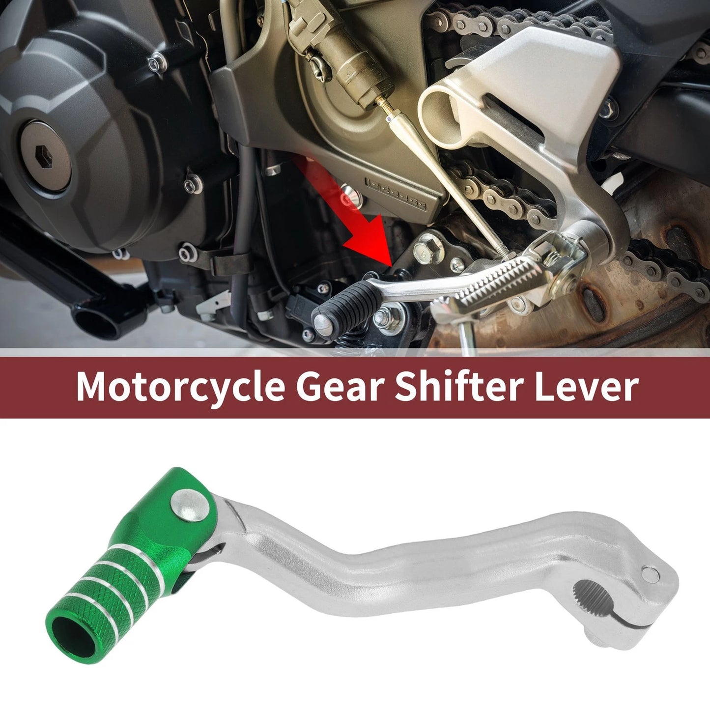Folding Gear Shifter Lever Silver Tone Green for Bosuer M4