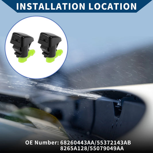 2 x Front Windshield Washer Nozzles for Jeep Commander (2006-2010)