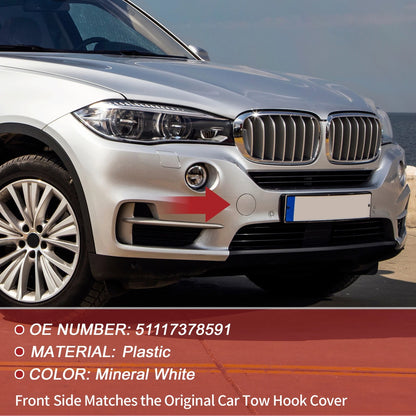 Front Car Bumper Tow Hook Cover for BMW X5 F15 (2014-2018) - White 1 x Cover