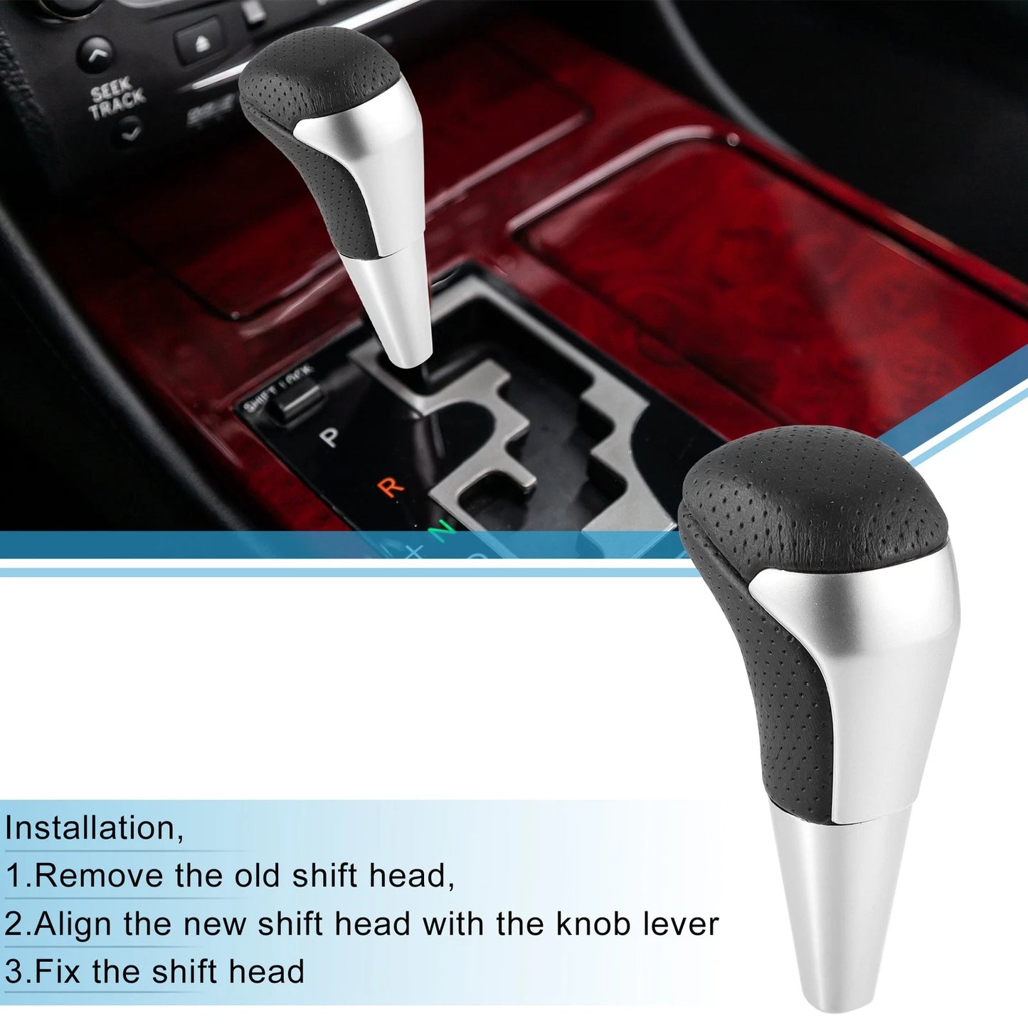 Gear Shift Knob Stick Shifter for Toyota Land Cruiser Black Silver Tone