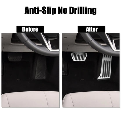 Anti Slip Brake and Gas Accelerator Foot Pedal Pads for Toyota Silver Tone