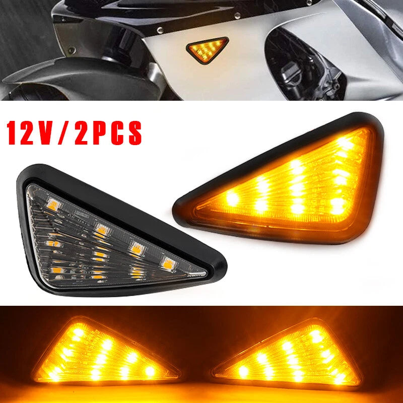 Triangle Flush Mount Turn Signal Light for Motorcycle - Smoke Amber LED (12v)