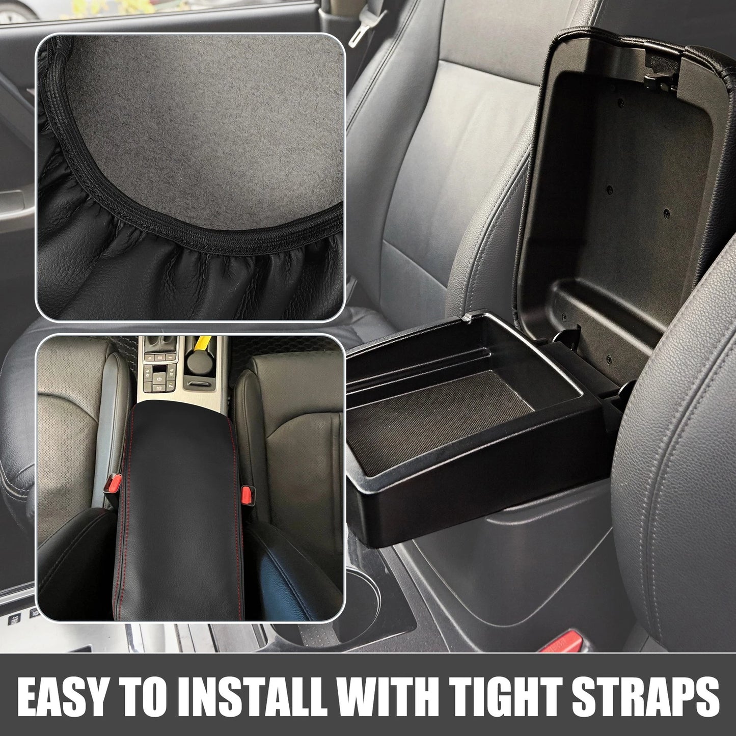 Kia Optima Center Console Armrest Cover 2016-2020 Black Red Stitches