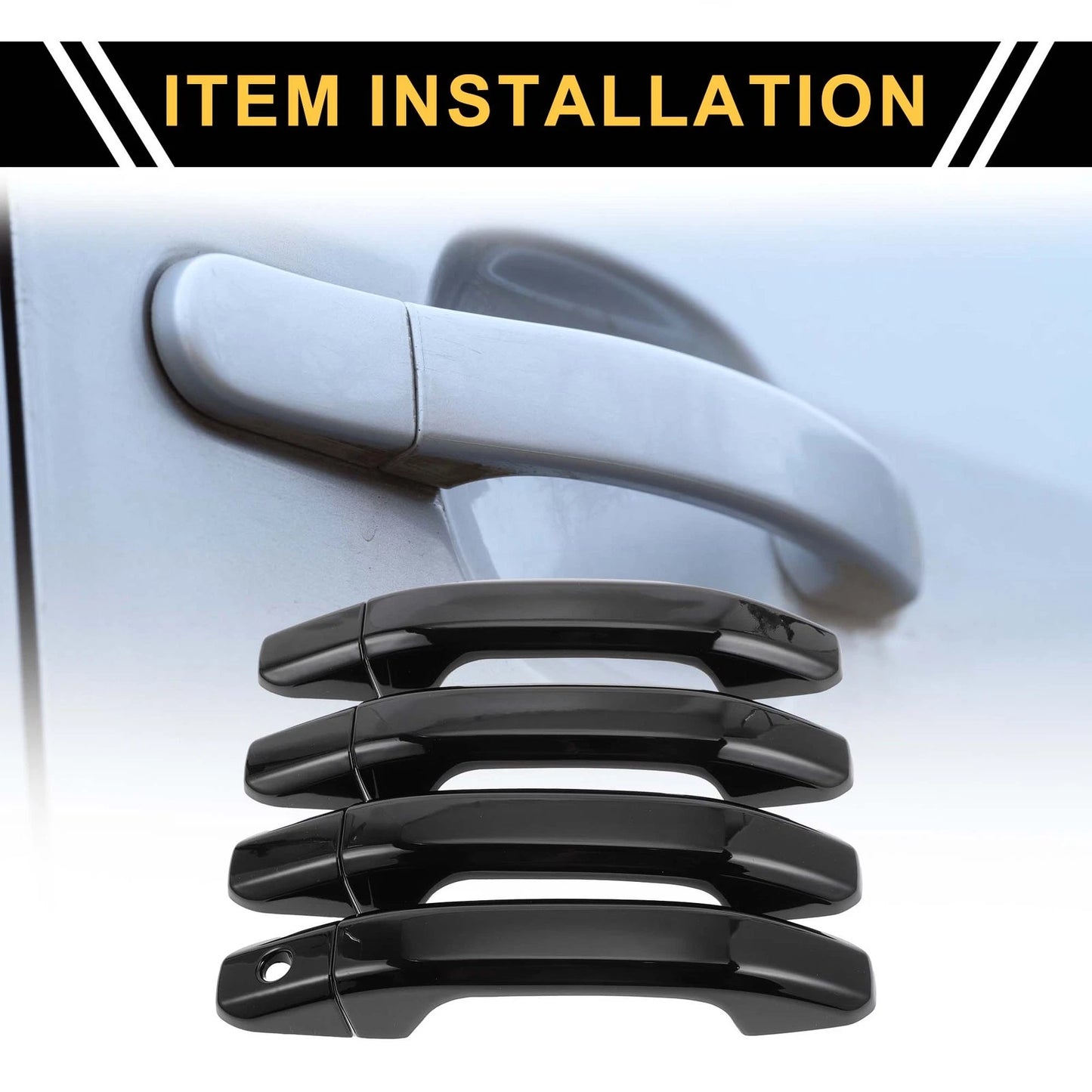 4pcs Exterior Door Handle Cover for GMC Yukon Black without Keypad (2015-2023)