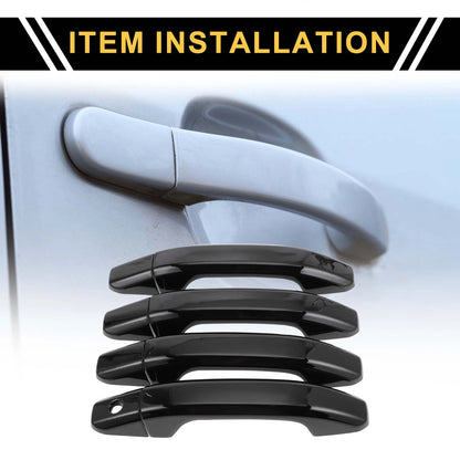4pcs Exterior Door Handle Cover for GMC Yukon Black without Keypad (2015-2023)