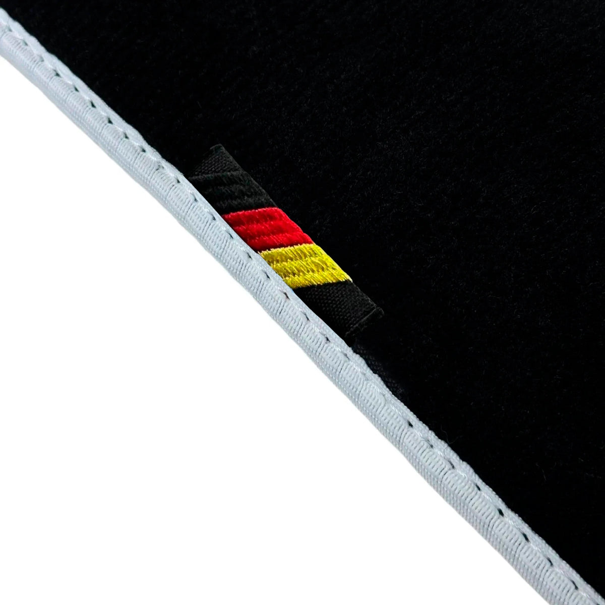 Black Floor Mats for BMW 7 Series E66 Long with White Trim (2001-2008)
