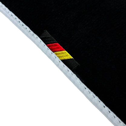 Black Floor Mats for BMW 7 Series E66 Long with White Trim (2001-2008)