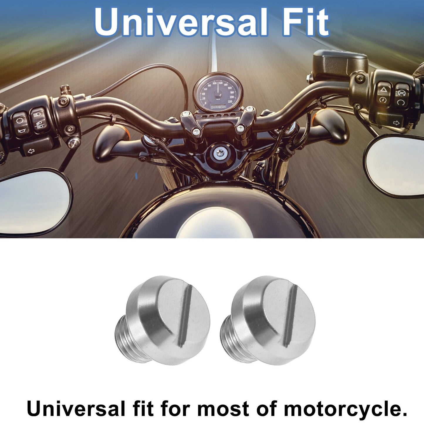 Left-Hand Mirror Hole Plugs M10x1.25 for Motorcycle Screws Silver Tone