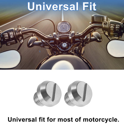Left-Hand Mirror Hole Plugs M10x1.25 for Motorcycle Screws Silver Tone