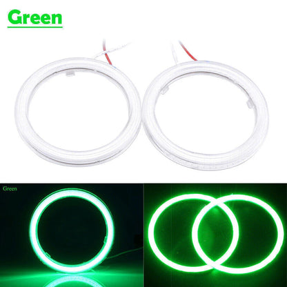 70MM DRL Fog Headlights 2 x COB Angel Eyes Halo Ring LED Light for Universal