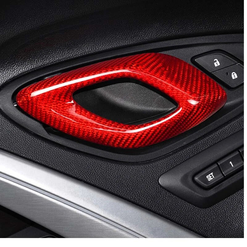 Carbon Fiber Interior Door Knob Handle Cover Trim fit For Chevrolet Camaro 2016+