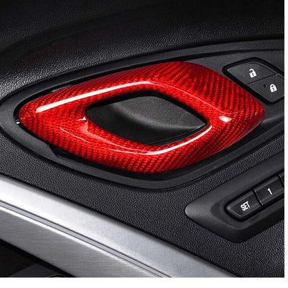 Carbon Fiber Interior Door Knob Handle Cover Trim fit For Chevrolet Camaro 2016+