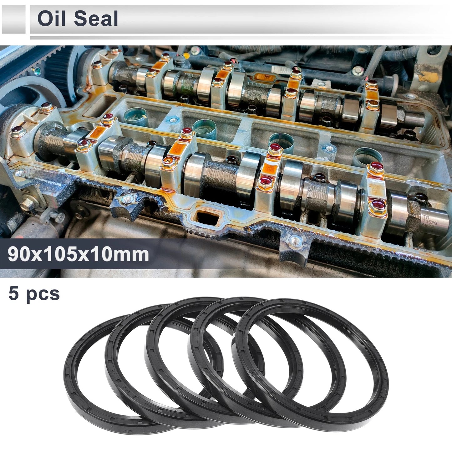 Oil Seal / 5 x 90x105x10mm / Seal Ring Rotary Shaft Seal Nitrile Rubber Black