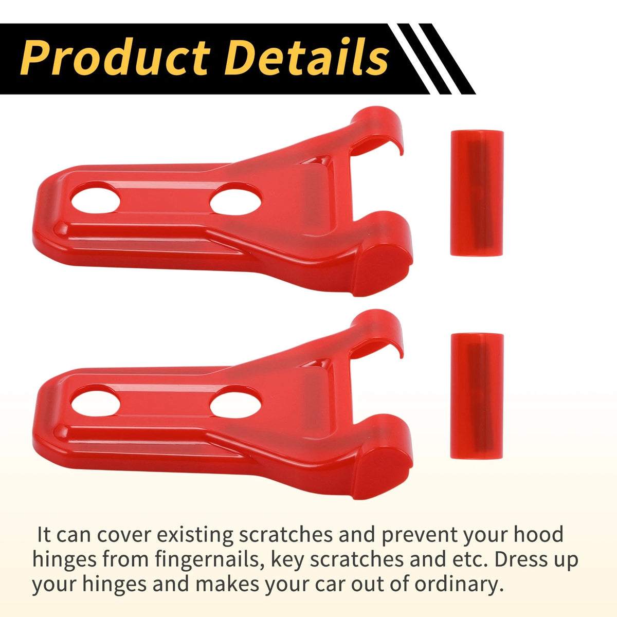 Engine Hood Hinge Cover for Jeep Wrangler JL JLU 2018-2024 - 1 Pair Red Plastic