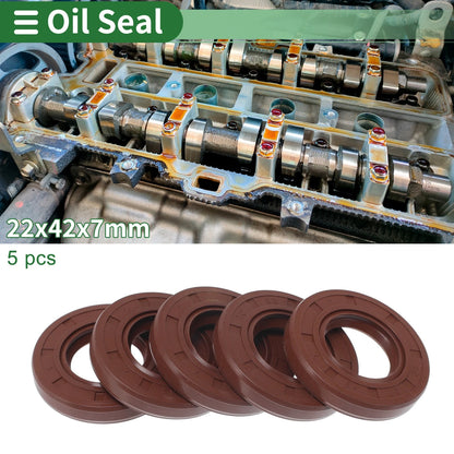 Oil Seal 22x42x7mm 5 Pcs Seal Ring Shaft Seal FKM Rubber for MakeModel