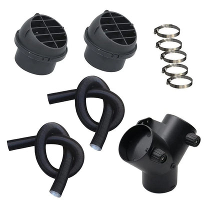 75mm Pipe-Ducting Y Piece + Vent + Hose Clip for Diesel Heater