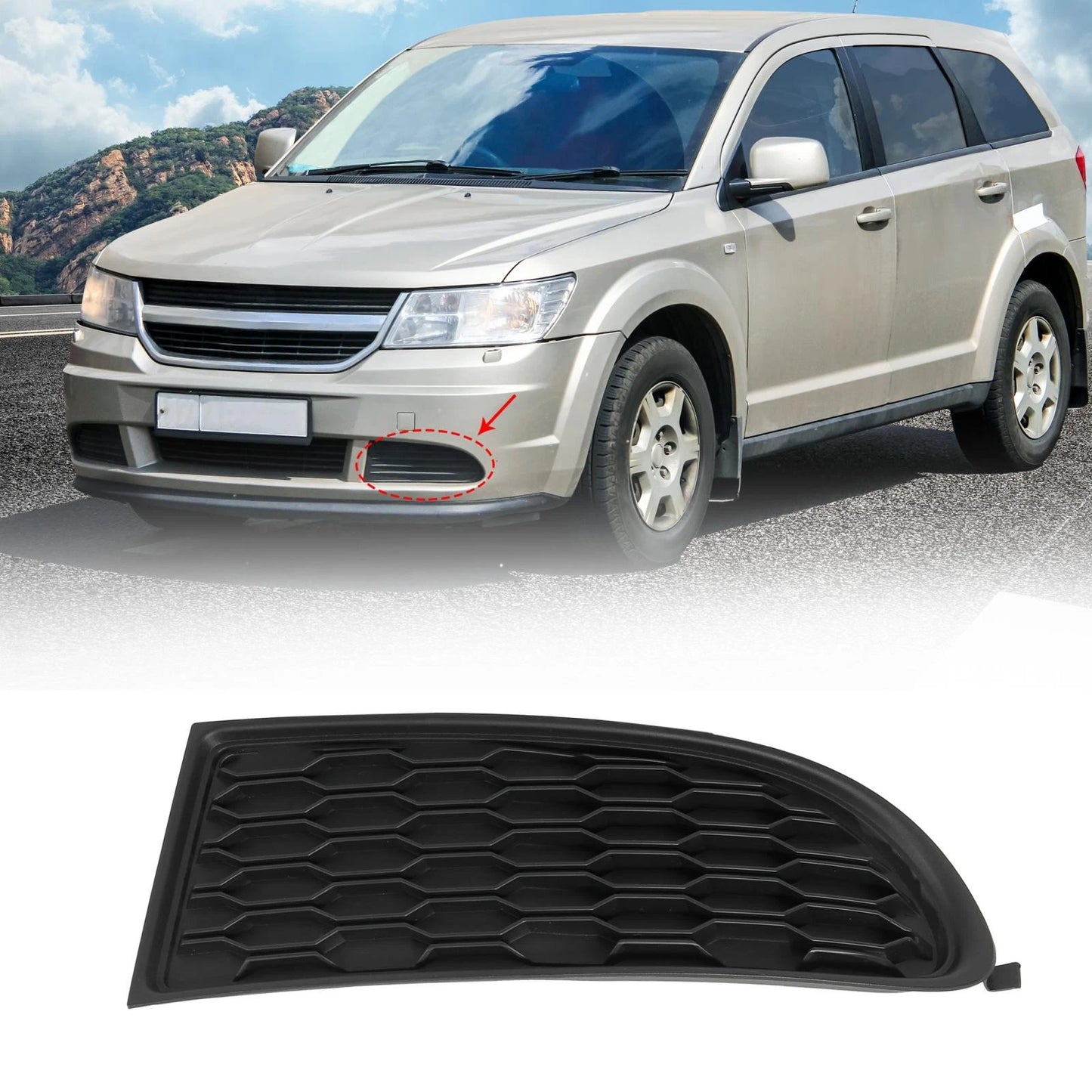 Front Left Fog Light Bumper Grille Cover Trim for Dodge Journey