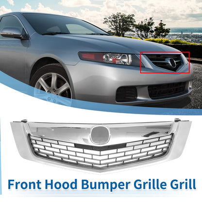 Grille Front Upper Bumper for Acura TSX Chrome Silver-Tone (2009)