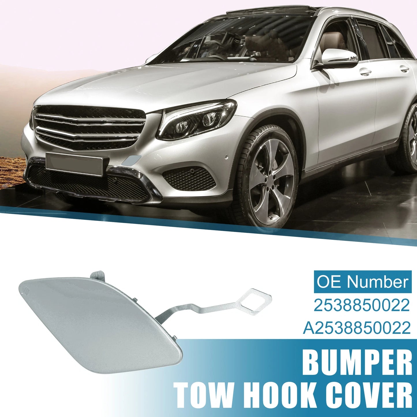 Front Bumper Tow Hook Cap for Mercedes-Benz GLC Class (2016-2023) Silver Tone