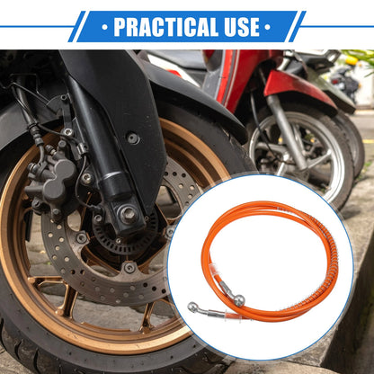 Hydraulic Brake Hose Line Pipeline 180cm 10mm 0.39in Orange for Motorcycle