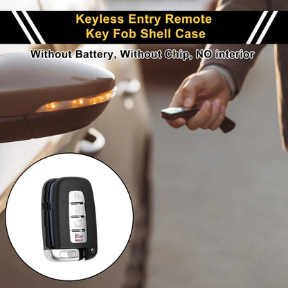 4 Button Key Fob Shell Case for Hyundai Sonata (2011-2015) Black Silver Tone