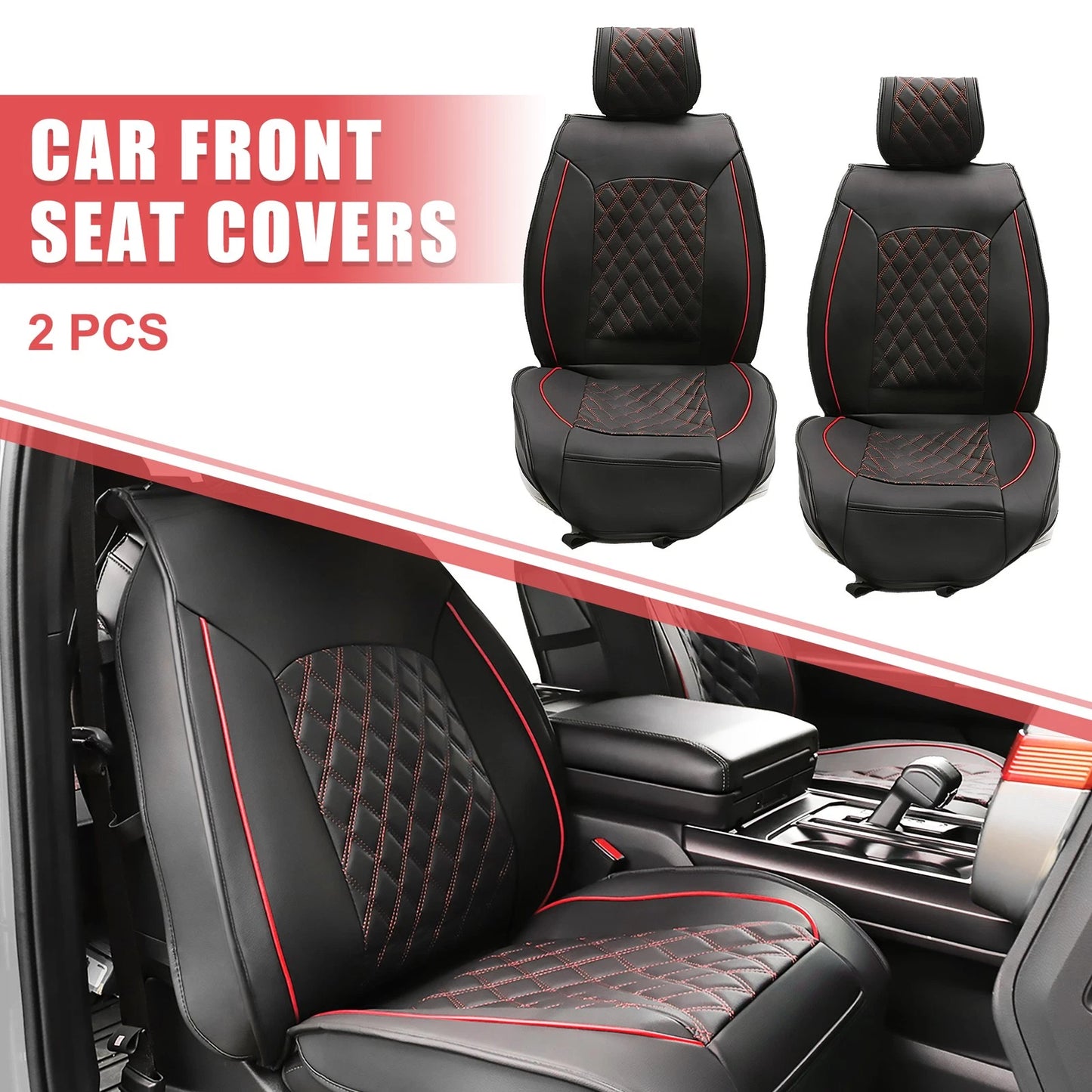 Front Seat Covers for Chevrolet Seat Protector Black Red