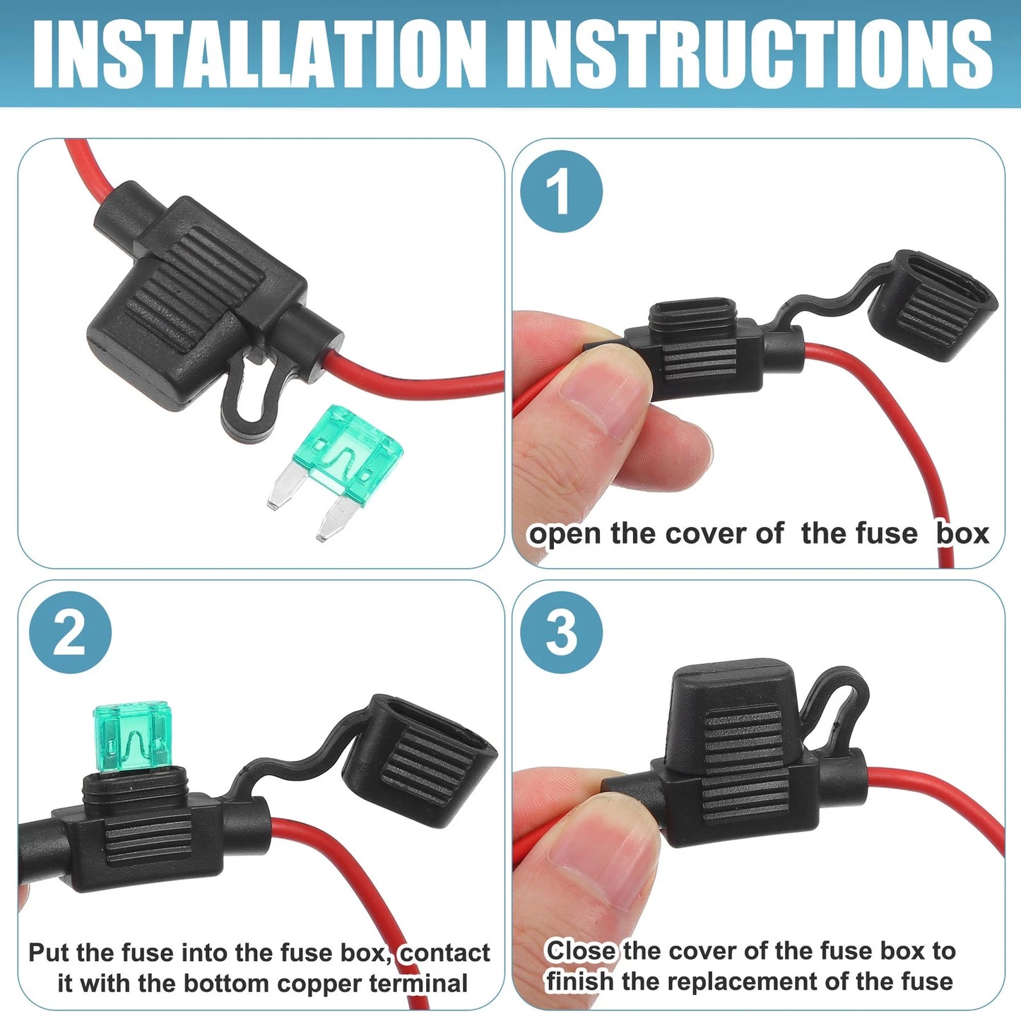 3 x DC 12V Car ATC Blade Style Mini Fuse Holder with 30A Fuse
