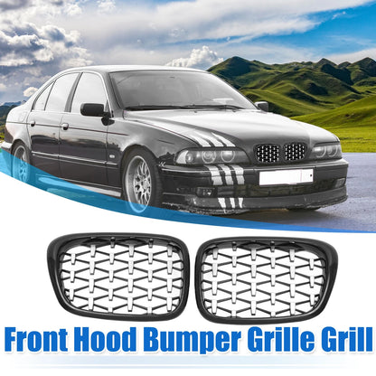 Front Hood Bumper Grille for BMW 525i 530i E39 Diamond Star Black