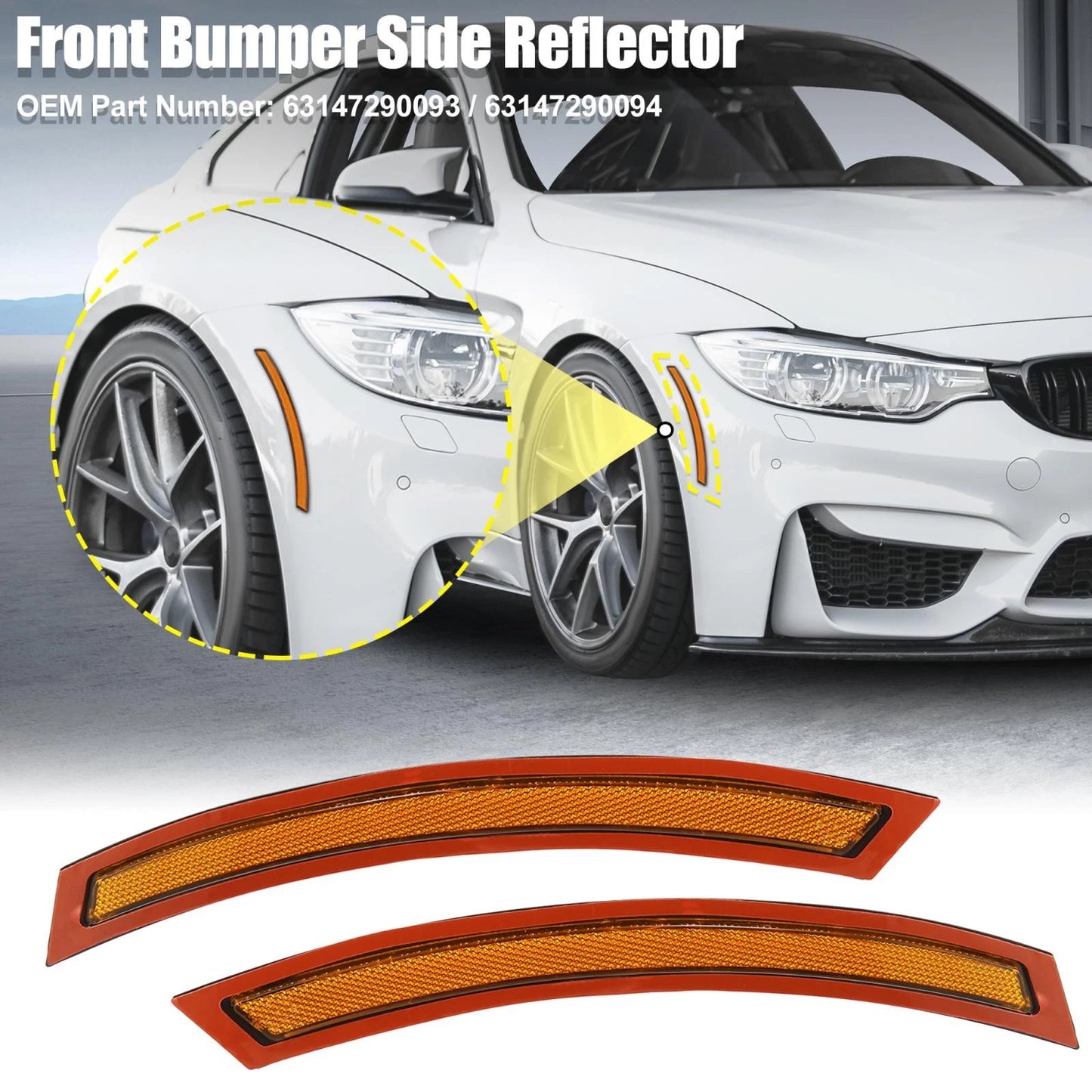 Front Bumper Reflector 2 x Yellow for BMW F15 F85 (2014-2019)