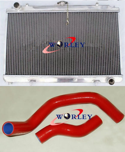 Aluminum Radiator +  Black Hoses for Nissan Silvia S14 S15 (1995-2002)