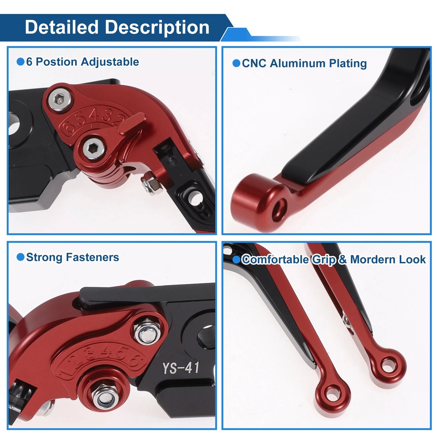 Adjustable Brake Clutch Levers for Suzuki GSXR150 (2017-2020) Red Black