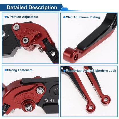 Adjustable Brake Clutch Levers for Suzuki GSXR150 (2017-2020) Red Black