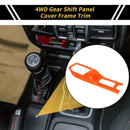 4WD Gear Shift Panel Cover Trim for Jeep Wrangler JL JLU (2018-2024) Orange