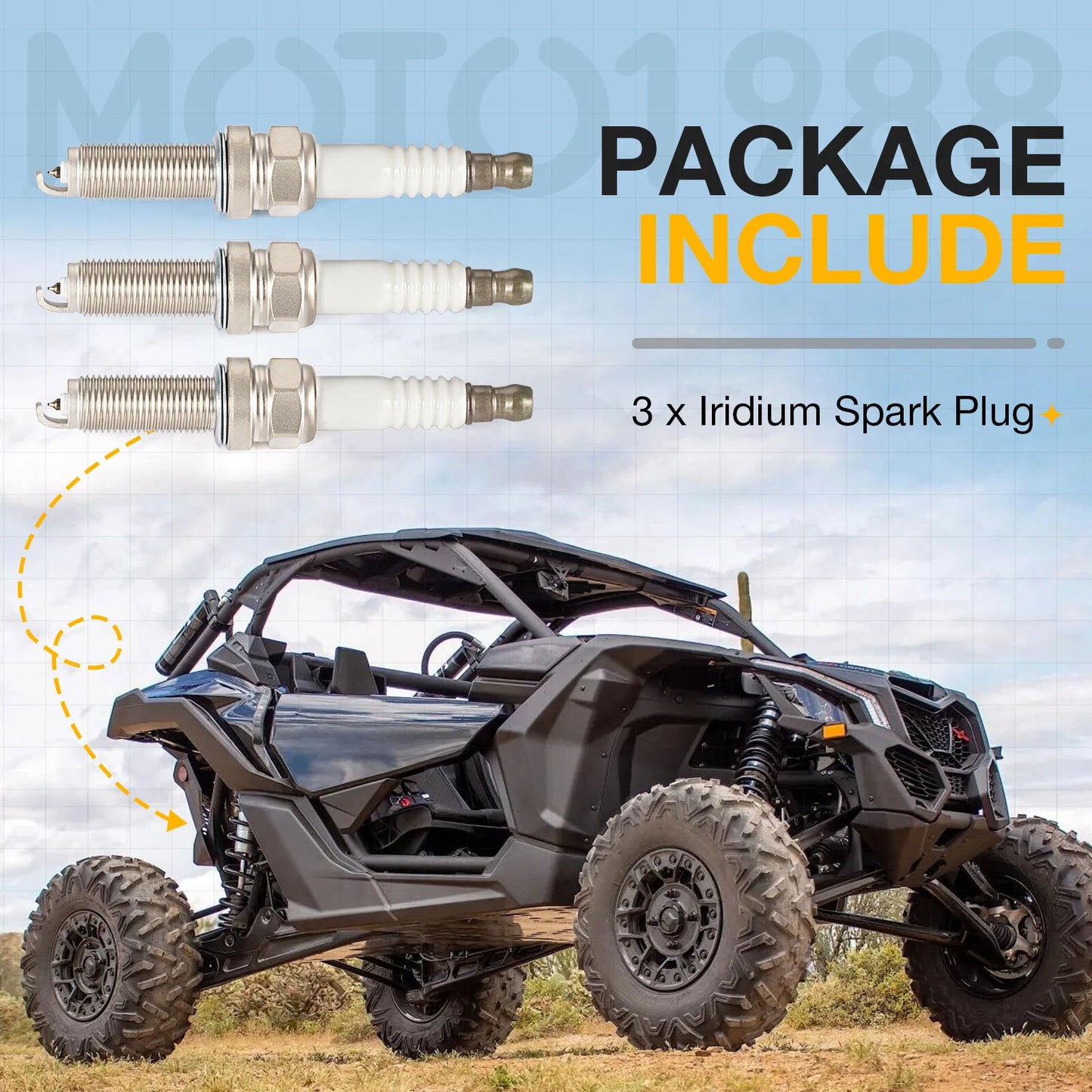 Set of 3 Iridium Spark Plugs for Can-Am Maverick X3 Turbo 2018-2024