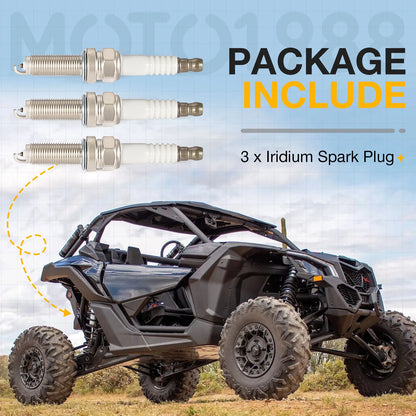 Set of 3 Iridium Spark Plugs for Can-Am Maverick X3 Turbo 2018-2024