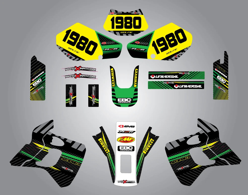 Full Custom Graphic Kit for Kawasaki KDX 220 (1995-2008)