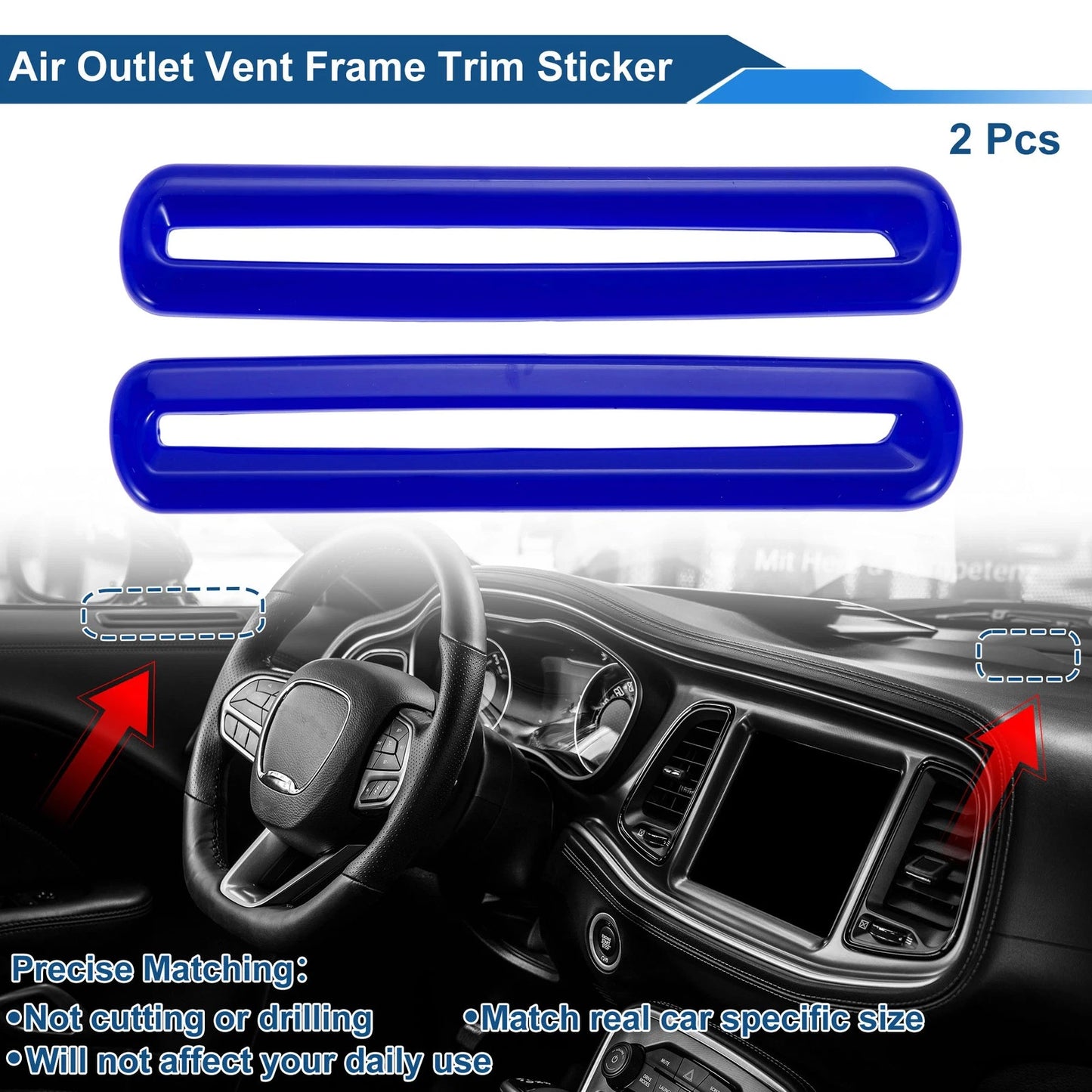 Air Cond Outlet Vent Trim Cover Frame for Dodge Challenger  Blue (2015-2023)
