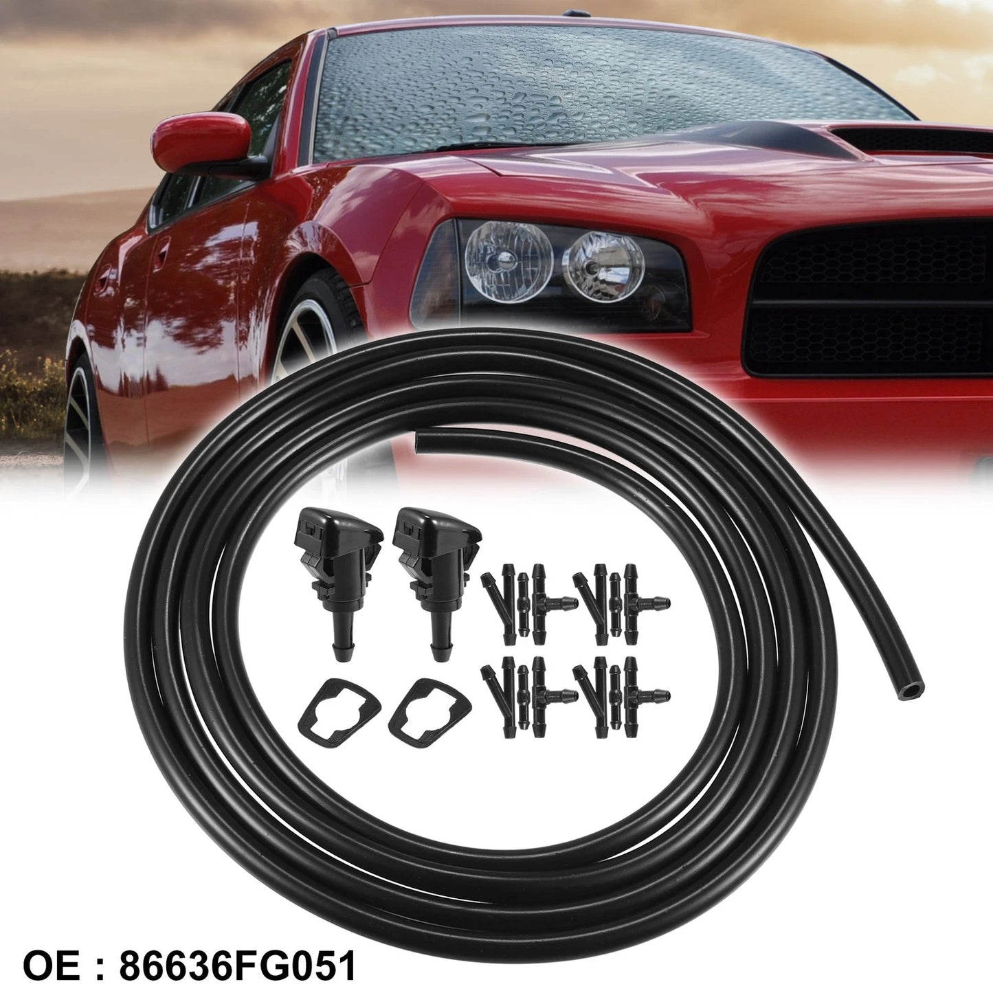 Windshield Washer Nozzles & 2.5m Hose for Subaru Impreza (2008-2011)