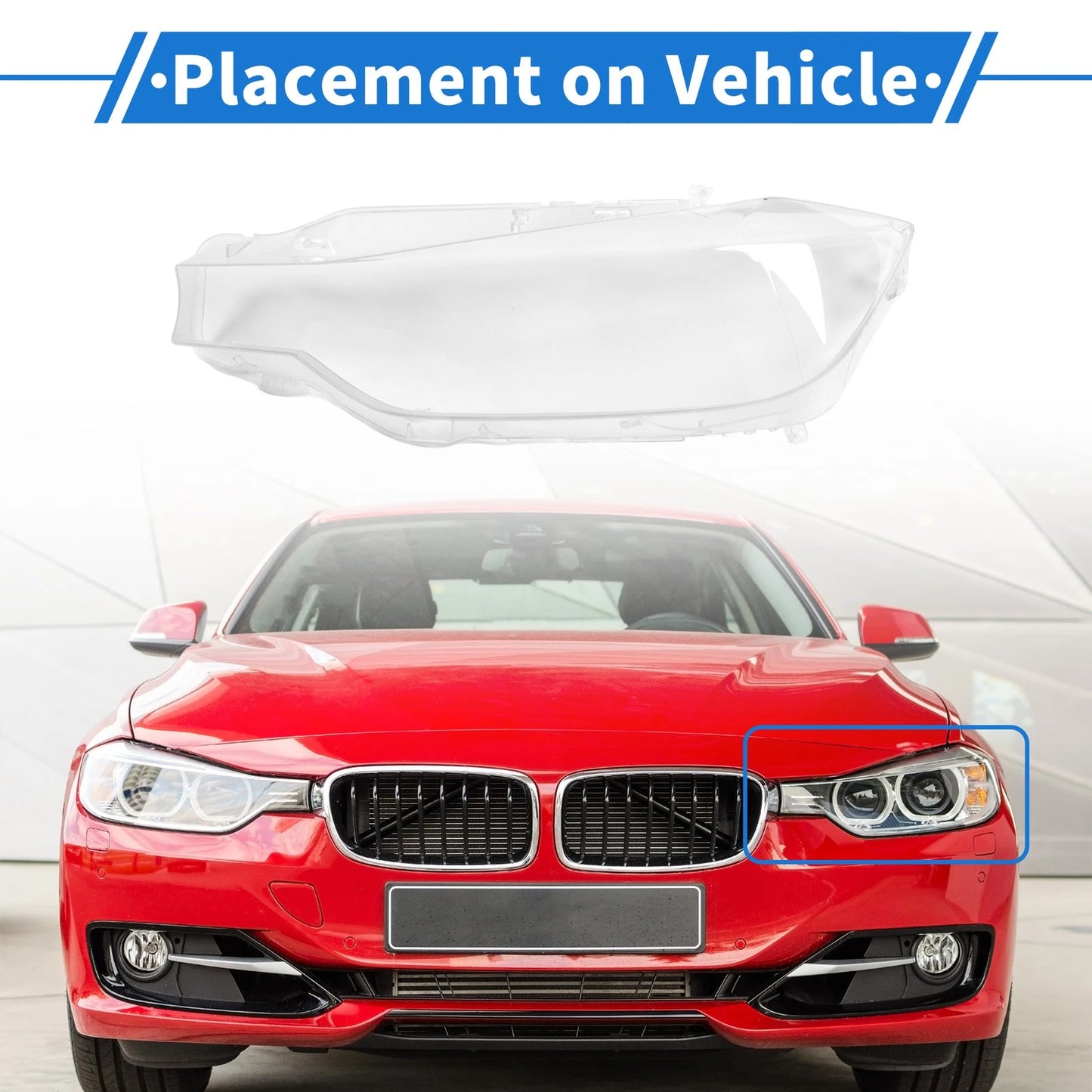 1 x Front Left Headlight Lens Cover for BMW 3 Series (2013 - 2015)