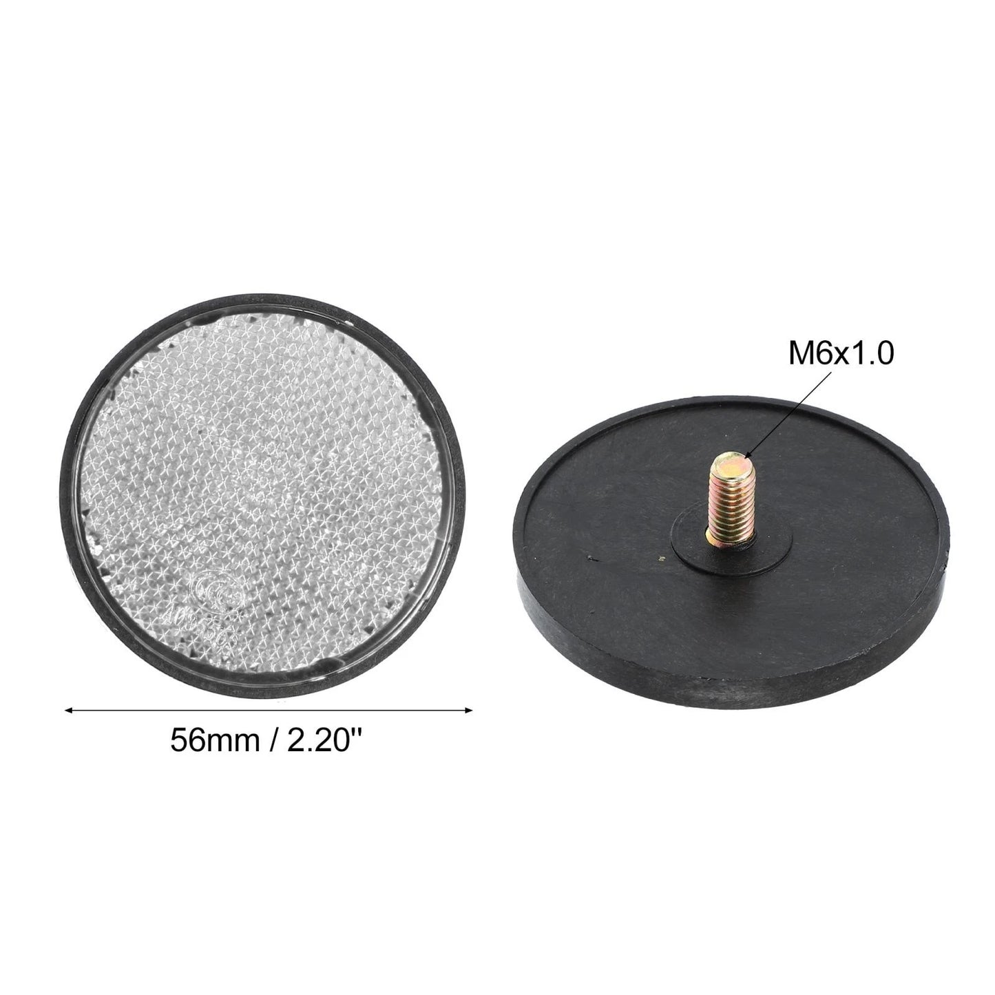 10pcs M6x1.0 White Universal Screw Mount Round Warning Reflector for Motorcycle