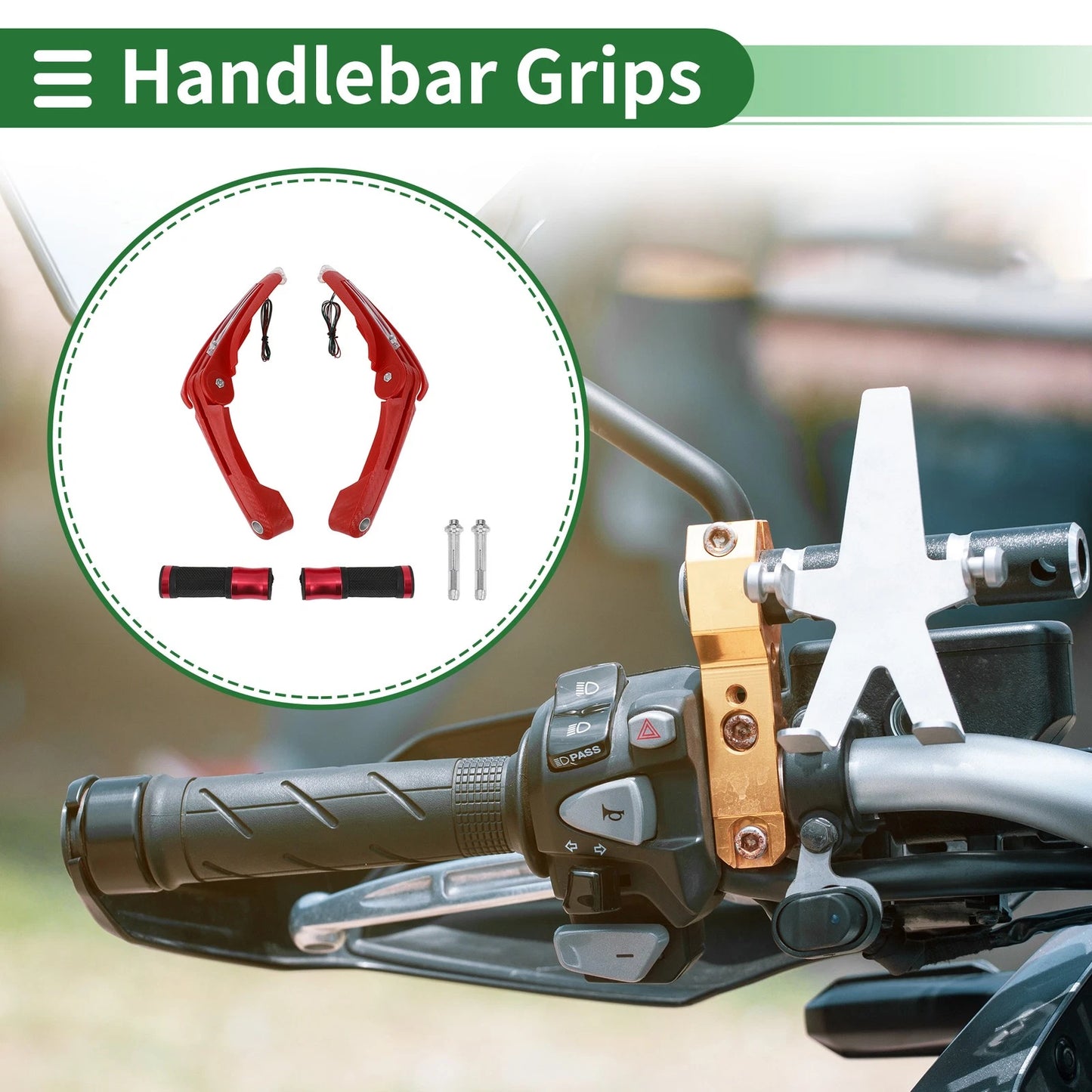 Hand Grips Cover Kit for Motorcycle Aluminum Rubber Red